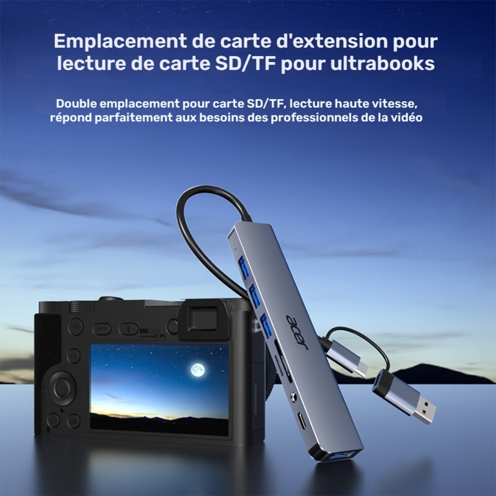 station d'extension usb c 8 en 1 avec double interface usb c/usb, vitesse 480 mbps, double ports usb c type c/usb c, hub usb c hy41 t8 pour acer station d'extension usb c 8 en 1 avec double interface usb c/usb, vitesse 480 mbps, double ports usb c type c/usb c, hub usb c hy41 t8 pour acer