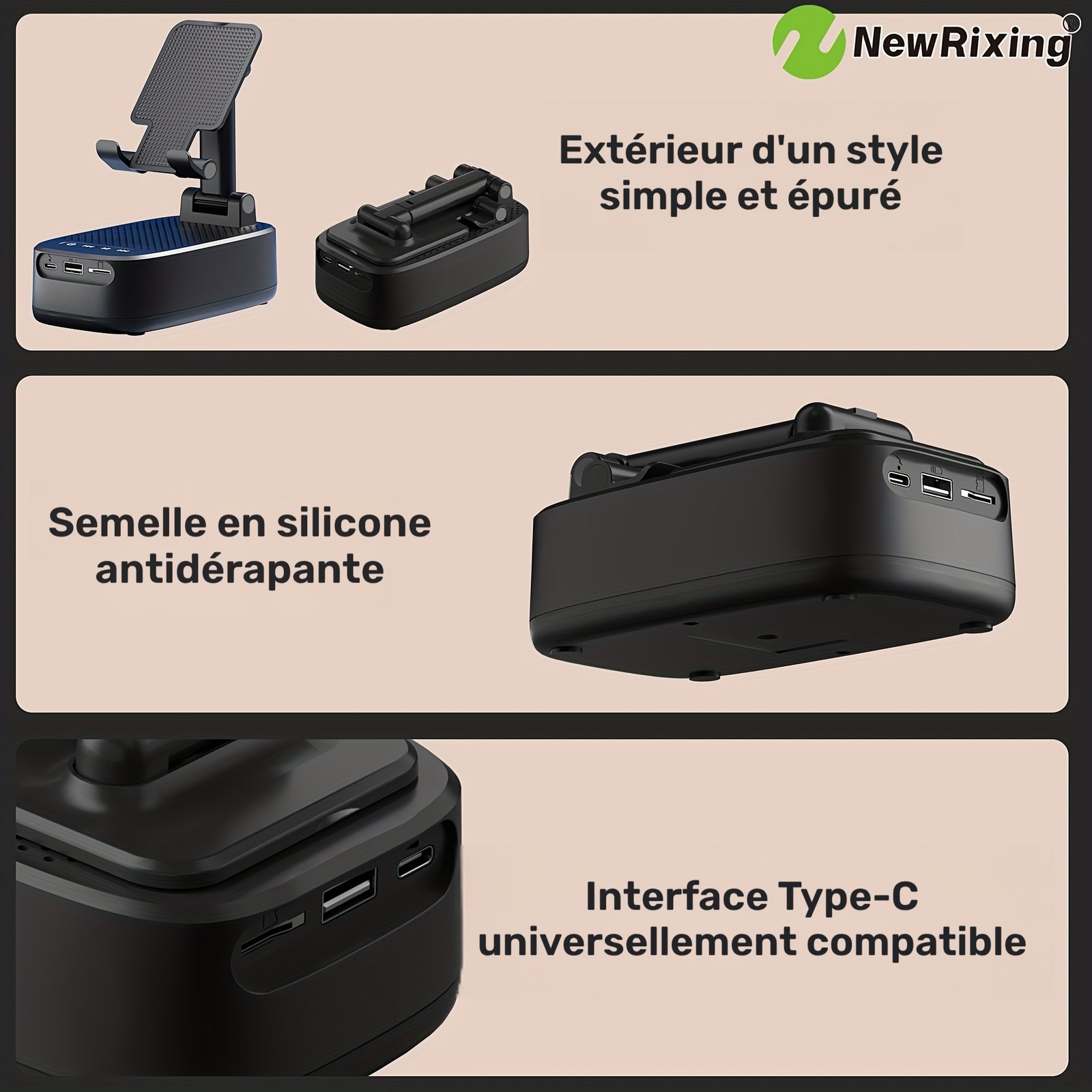 newrixing haut parleur sans fil 6w avec support téléphone, appairage double tws, batterie 1800mah, appel mains libres, power bank portable, 6 heures d'autonomie, qualité sonore hi fi, stéréo puissant & basses profondes, chargement usb c, utilisation intérieur/extérieur, support réglable newrixing haut parleur sans fil 6w avec support téléphone, appairage double tws, batterie 1800mah, appel mains libres, power bank portable, 6 heures d'autonomie, qualité sonore hi fi, stéréo puissant & basses profondes, chargement usb c, utilisation intérieur/extérieur, support réglable