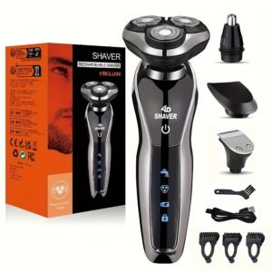 rasoir électrique pour hommes, tondeuse 4 en 1 avec coupe poils nasal, lames flottantes 3d, rechargeable usb, portable