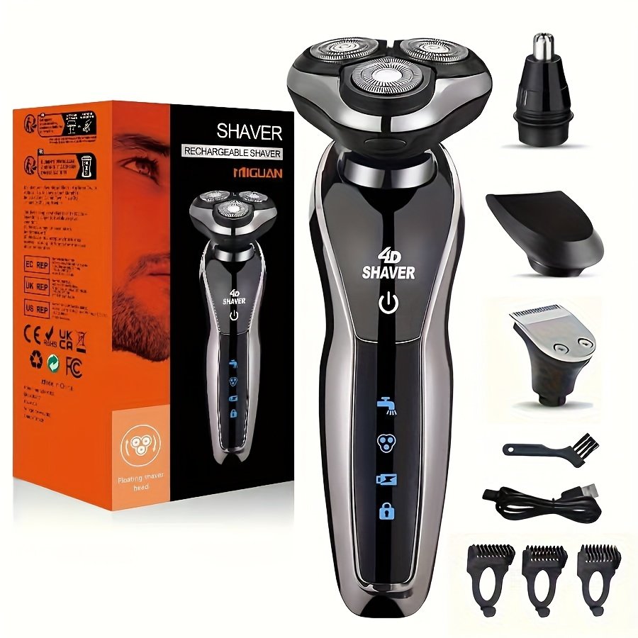 rasoir électrique pour hommes, tondeuse 4 en 1 avec coupe poils nasal, lames flottantes 3d, rechargeable usb, portable rasoir électrique pour hommes, tondeuse 4 en 1 avec coupe poils nasal, lames flottantes 3d, rechargeable usb, portable
