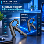 Écouteurs Bluetooth à Conduction Osseuse - Autonomie Longue Durée