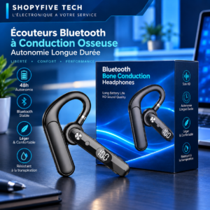 Nouveautés Écouteurs bluetooth à conduction osseuse autonomie longue durée