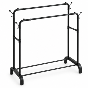 portant à vêtements métallique double barre – base en u