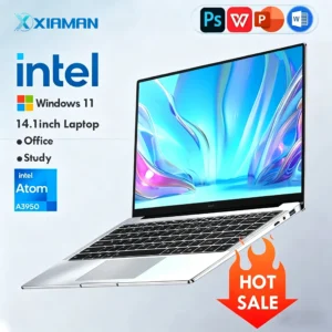 ordinateur portable xiaman ultra fin windows 11, 14,1 pouces, 12 go de ram, 1 to de ssd, processeur intel atom a3950, écran 1920*1080, ordinateur de bureau et d'étude