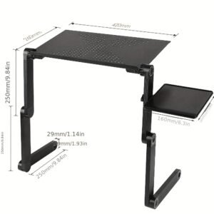 support pour ordinateur portable réglable en aluminium pliable, table d'appoint noire