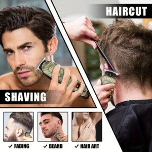 tondeuse à cheveux professionnelle sans fil pour hommes, ensemble de coupe avec rasoir à foil, tondeuse nasale, tondeuse rechargeable, led