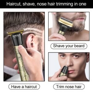 tondeuse à cheveux professionnelle sans fil pour hommes, ensemble de coupe avec rasoir à foil, tondeuse nasale, tondeuse rechargeable, led