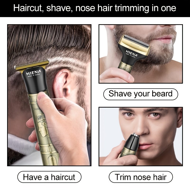 tondeuse à cheveux professionnelle sans fil pour hommes, ensemble de coupe avec rasoir à foil, tondeuse nasale, tondeuse rechargeable, led tondeuse à cheveux professionnelle sans fil pour hommes, ensemble de coupe avec rasoir à foil, tondeuse nasale, tondeuse rechargeable, led