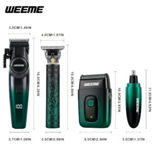 ensemble de tondeuses à cheveux sans fil weeme 4 en 1 pour hommes, tondeuse professionnelle avec rasoir électrique, kit de coiffure pour nez, corps et tête rasée, affichage led, coupe de précision, rechargeable usb, pour usage maison et coiffeur