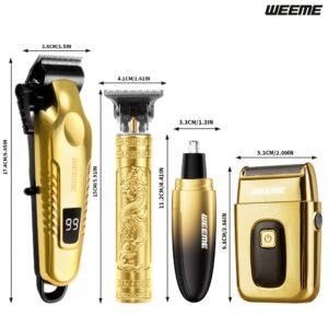 [tondeuse rechargeable usb] weeme kit de 4 pièces pour hommes : tondeuse Électrique, tondeuse à nez, rasoir et tondeuse barbier, rechargeable par usb, outils de toilette pour maison et voyage, tension d'exploitation ≤36v, batterie lithium 18650, tondeuse à cheveux pour hommes