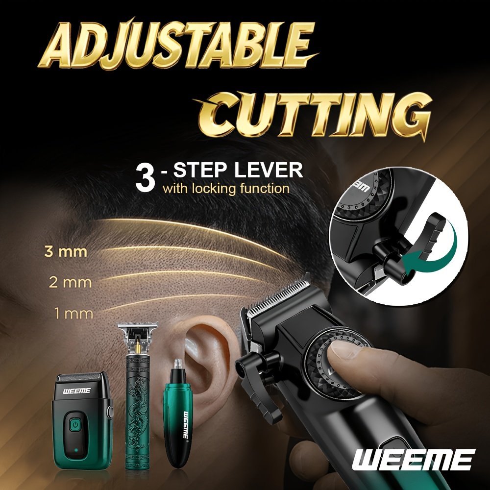 ensemble de tondeuses à cheveux sans fil weeme 4 en 1 pour hommes, tondeuse professionnelle avec rasoir électrique, kit de coiffure pour nez, corps et tête rasée, affichage led, coupe de précision, rechargeable usb, pour usage maison et coiffeur ensemble de tondeuses à cheveux sans fil weeme 4 en 1 pour hommes, tondeuse professionnelle avec rasoir électrique, kit de coiffure pour nez, corps et tête rasée, affichage led, coupe de précision, rechargeable usb, pour usage maison et coiffeur