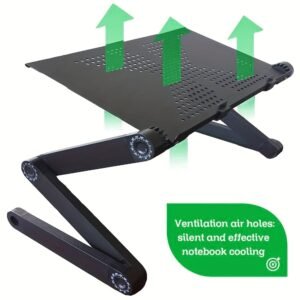 Nouveautés support pour ordinateur portable réglable en aluminium pliable, table d'appoint noire