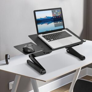support pour ordinateur portable réglable en aluminium pliable, table d'appoint noire