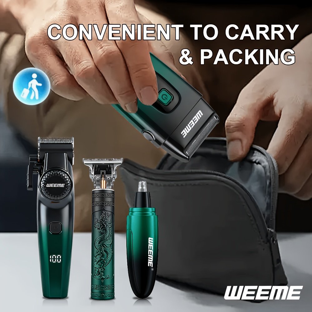 ensemble de tondeuses à cheveux sans fil weeme 4 en 1 pour hommes, tondeuse professionnelle avec rasoir électrique, kit de coiffure pour nez, corps et tête rasée, affichage led, coupe de précision, rechargeable usb, pour usage maison et coiffeur ensemble de tondeuses à cheveux sans fil weeme 4 en 1 pour hommes, tondeuse professionnelle avec rasoir électrique, kit de coiffure pour nez, corps et tête rasée, affichage led, coupe de précision, rechargeable usb, pour usage maison et coiffeur