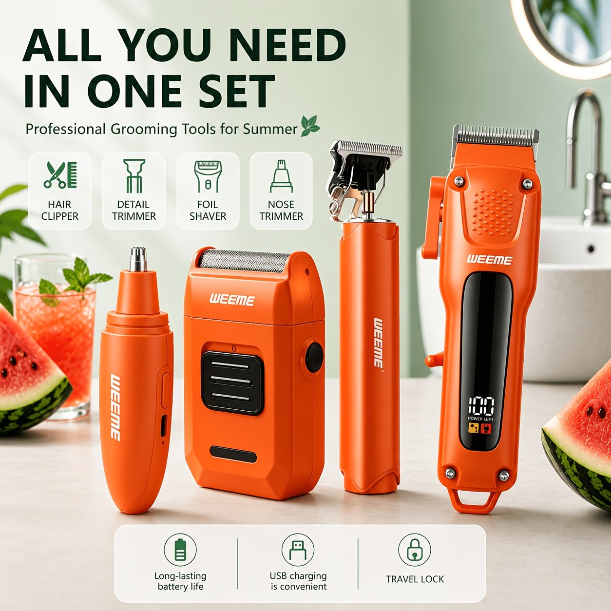 kit de toilettage électrique sans fil 4 en 1 pour hommes weeme avec tondeuse à cheveux, coupe barbe, tondeuse à poils de nez et rasoir électrique, système de coiffeur professionnel pour la maison, cadeau pour hommes kit de toilettage électrique sans fil 4 en 1 pour hommes weeme avec tondeuse à cheveux, coupe barbe, tondeuse à poils de nez et rasoir électrique, système de coiffeur professionnel pour la maison, cadeau pour hommes