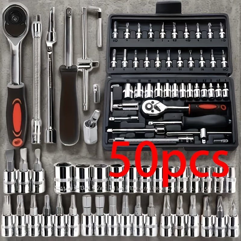 ensemble d’outils de réparation automobile 50/63/226 pièces, clé à cliquet, douilles sae métriques 1/2", 1/4", 3/8", outils professionnels pour ingénieurs, adapté aux projets, maison, garage, entretien et réparation de véhicules, outils d’urgence routière ensemble d’outils de réparation automobile 50/63/226 pièces, clé à cliquet, douilles sae métriques 1/2", 1/4", 3/8", outils professionnels pour ingénieurs, adapté aux projets, maison, garage, entretien et réparation de véhicules, outils d’urgence routière