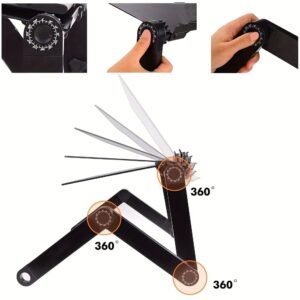 support pour ordinateur portable réglable en aluminium pliable, table d'appoint noire