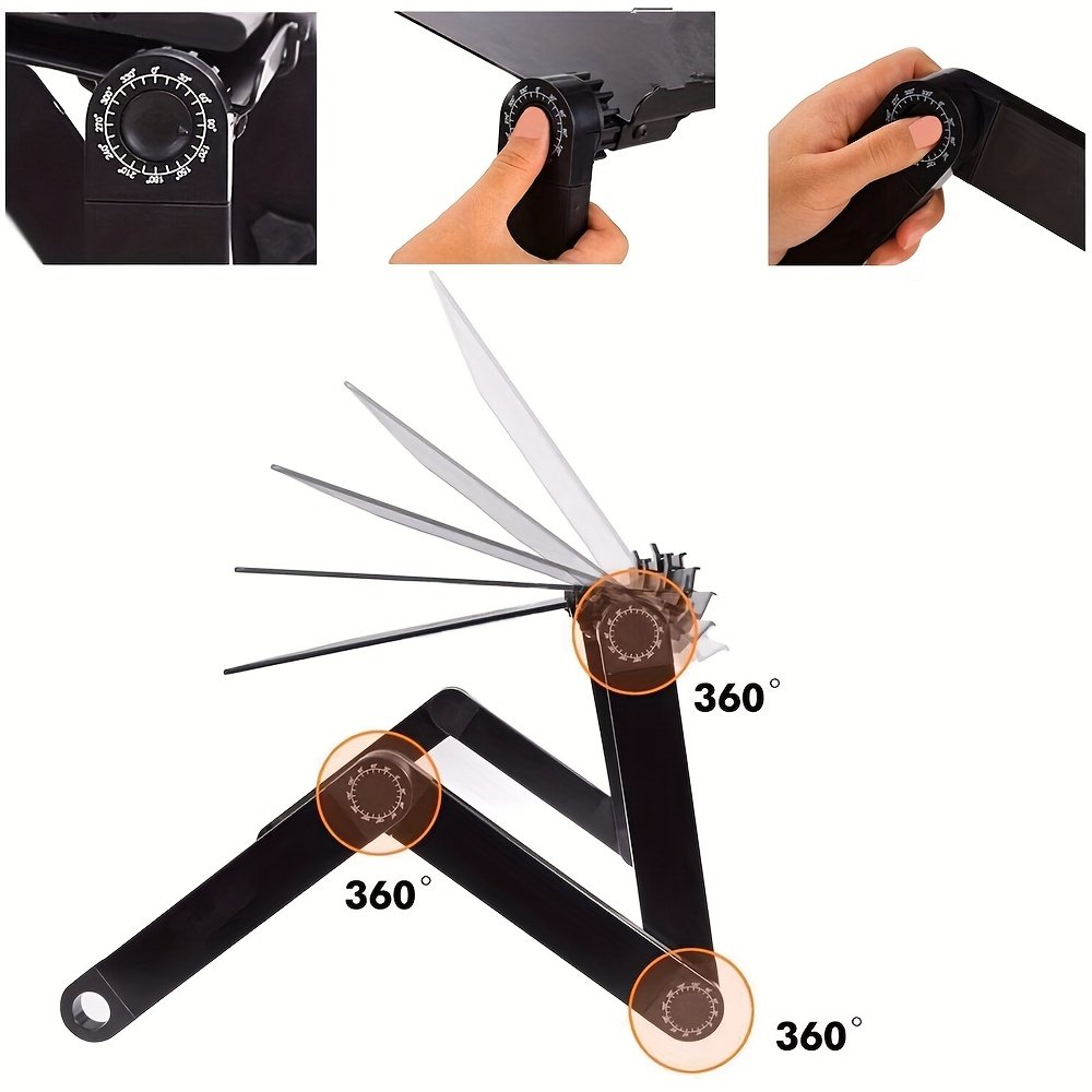 support pour ordinateur portable réglable en aluminium pliable, table d'appoint noire support pour ordinateur portable réglable en aluminium pliable, table d'appoint noire