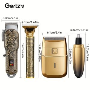 [cadeau fête des pères] tondeuse professionnelle pour hommes rechargeable, tondeuse à lame, tondeuse de précision et tondeuse à poils de nez ensemble de 4 pièces en or, idéal pour usage à domicile et en salon de coiffure incluant un peigne limité, cadeau idéal pour la fête des pères