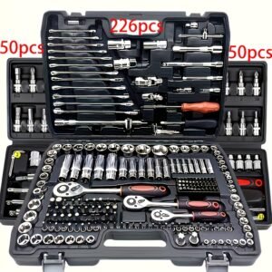 ensemble d’outils de réparation automobile 50/63/226 pièces, clé à cliquet, douilles sae métriques 1/2", 1/4", 3/8", outils professionnels pour ingénieurs, adapté aux projets, maison, garage, entretien et réparation de véhicules, outils d’urgence routière