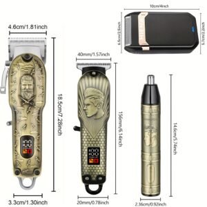 tondeuse à cheveux professionnelle sans fil pour hommes, ensemble de coupe avec rasoir à foil, tondeuse nasale, tondeuse rechargeable, led
