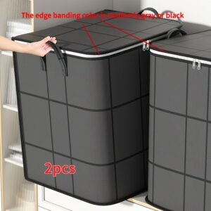 2pcs grands sacs de rangement pour linge, ensemble combiné de 100l et 180l, coutures aléatoires noires ou grises, boîte de rangement pliable avec double fermeture Éclair et poignées, convient pour le déplacement, les voyages, le rangement sous le lit pour couvertures et linge de maison