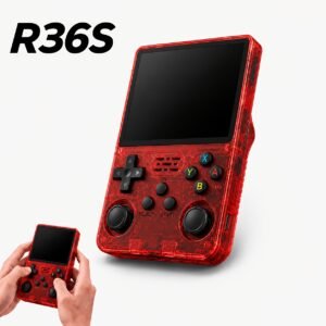 mini console numérique r36s, écran de 8,89 cm, conception légère, chargement type c, boutons de commande doubles, longue autonomie de batterie 3500 mah, équipée d'un stockage de 128 go