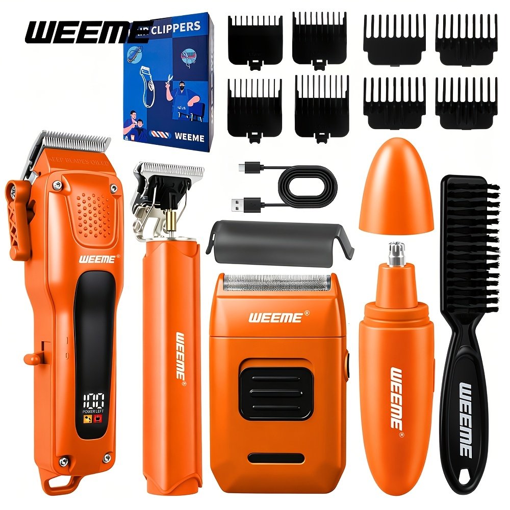 kit de toilettage électrique sans fil 4 en 1 pour hommes weeme avec tondeuse à cheveux, coupe barbe, tondeuse à poils de nez et rasoir électrique, système de coiffeur professionnel pour la maison, cadeau pour hommes kit de toilettage électrique sans fil 4 en 1 pour hommes weeme avec tondeuse à cheveux, coupe barbe, tondeuse à poils de nez et rasoir électrique, système de coiffeur professionnel pour la maison, cadeau pour hommes