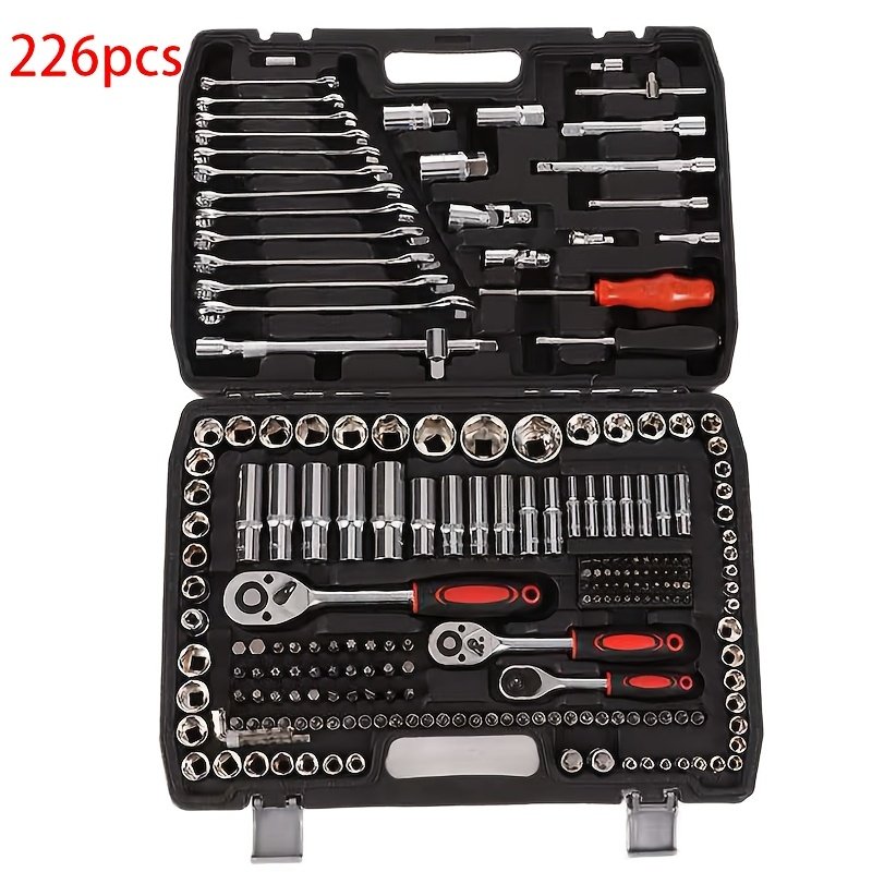 ensemble d’outils de réparation automobile 50/63/226 pièces, clé à cliquet, douilles sae métriques 1/2", 1/4", 3/8", outils professionnels pour ingénieurs, adapté aux projets, maison, garage, entretien et réparation de véhicules, outils d’urgence routière ensemble d’outils de réparation automobile 50/63/226 pièces, clé à cliquet, douilles sae métriques 1/2", 1/4", 3/8", outils professionnels pour ingénieurs, adapté aux projets, maison, garage, entretien et réparation de véhicules, outils d’urgence routière