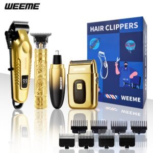 [tondeuse rechargeable usb] weeme kit de 4 pièces pour hommes : tondeuse Électrique, tondeuse à nez, rasoir et tondeuse barbier, rechargeable par usb, outils de toilette pour maison et voyage, tension d'exploitation ≤36v, batterie lithium 18650, tondeuse à cheveux pour hommes