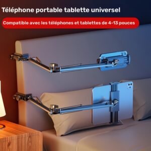 support de bureau étendu, support de tablette à long bras, support de table de chevet, adapté pour ipad, support de smartphone, support de téléphone paresseux, support de chevet, support mécanique en porte à faux