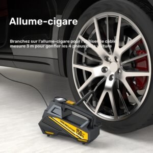 carsun gonfleur de pneus numérique portable dc 12v pompe compresseur d'air de voiture, pompe de pneu auto haute pression 150psi avec affichage numérique & lumière led sos, pompe à air portable pour voiture moto vélo ballon de basketball kit d'urgence de bord de route