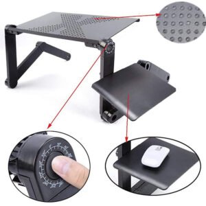 support pour ordinateur portable réglable en aluminium pliable, table d'appoint noire