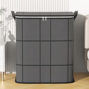 2pcs grands sacs de rangement pour linge, ensemble combiné de 100l et 180l, coutures aléatoires noires ou grises, boîte de rangement pliable avec double fermeture Éclair et poignées, convient pour le déplacement, les voyages, le rangement sous le lit pour couvertures et linge de maison