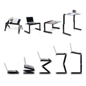support pour ordinateur portable réglable en aluminium pliable, table d'appoint noire