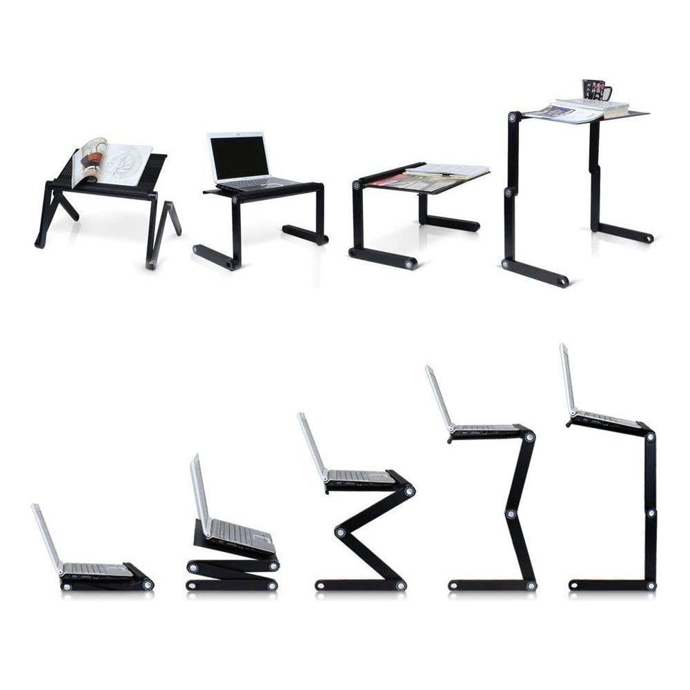 support pour ordinateur portable réglable en aluminium pliable, table d'appoint noire support pour ordinateur portable réglable en aluminium pliable, table d'appoint noire