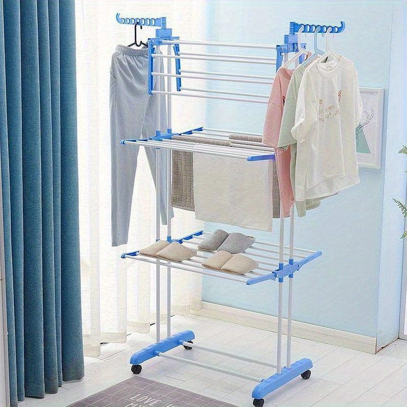séchoir à linge pliable 4 couches avec roues, tour de rangement gain de place à 6 ailes pliantes et 2 bras latéraux rotatifs pour usage intérieur et extérieur séchoir à linge pliable 4 couches avec roues, tour de rangement gain de place à 6 ailes pliantes et 2 bras latéraux rotatifs pour usage intérieur et extérieur