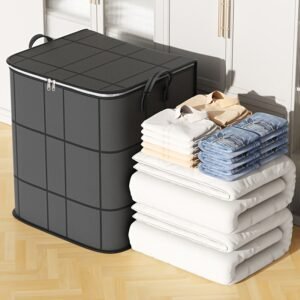 2pcs grands sacs de rangement pour linge, ensemble combiné de 100l et 180l, coutures aléatoires noires ou grises, boîte de rangement pliable avec double fermeture Éclair et poignées, convient pour le déplacement, les voyages, le rangement sous le lit pour couvertures et linge de maison