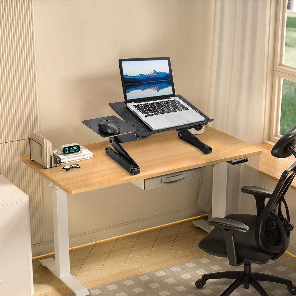 support pour ordinateur portable réglable en aluminium pliable, table d'appoint noire support pour ordinateur portable réglable en aluminium pliable, table d'appoint noire