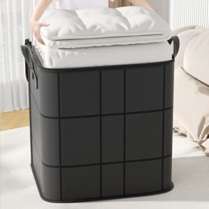 2pcs grands sacs de rangement pour linge, ensemble combiné de 100l et 180l, coutures aléatoires noires ou grises, boîte de rangement pliable avec double fermeture Éclair et poignées, convient pour le déplacement, les voyages, le rangement sous le lit pour couvertures et linge de maison