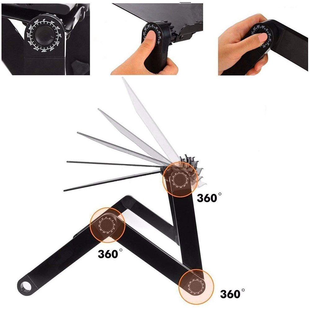 support pour ordinateur portable réglable en aluminium pliable, table d'appoint noire support pour ordinateur portable réglable en aluminium pliable, table d'appoint noire