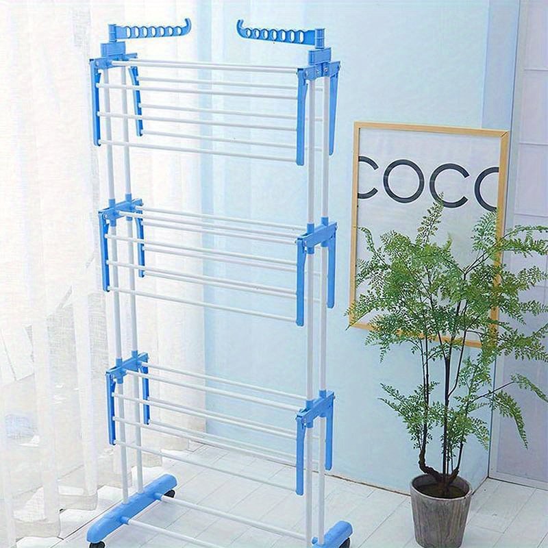 séchoir à linge pliable 4 couches avec roues, tour de rangement gain de place à 6 ailes pliantes et 2 bras latéraux rotatifs pour usage intérieur et extérieur séchoir à linge pliable 4 couches avec roues, tour de rangement gain de place à 6 ailes pliantes et 2 bras latéraux rotatifs pour usage intérieur et extérieur