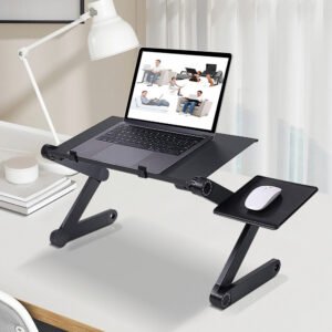Nouveautés support pour ordinateur portable réglable en aluminium pliable, table d'appoint noire