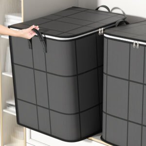 2pcs grands sacs de rangement pour linge, ensemble combiné de 100l et 180l, coutures aléatoires noires ou grises, boîte de rangement pliable avec double fermeture Éclair et poignées, convient pour le déplacement, les voyages, le rangement sous le lit pour couvertures et linge de maison