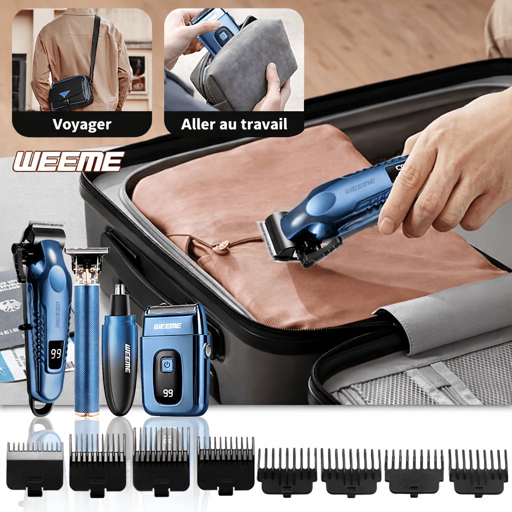 lot de 4 pièces bleu kit de toilettage électrique rechargeable weeme pour hommes tondeuse à cheveux, rasoir électrique à lames, tondeuse à barbe, ensemble tondeuse pour oreilles et nez, chargement usb cadeau parfait pour les fêtes, la fête des pères, pour hommes, essentiels pour le camping lot de 4 pièces bleu kit de toilettage électrique rechargeable weeme pour hommes tondeuse à cheveux, rasoir électrique à lames, tondeuse à barbe, ensemble tondeuse pour oreilles et nez, chargement usb cadeau parfait pour les fêtes, la fête des pères, pour hommes, essentiels pour le camping