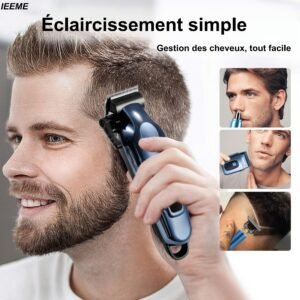 lot de 4 pièces bleu kit de toilettage électrique rechargeable weeme pour hommes tondeuse à cheveux, rasoir électrique à lames, tondeuse à barbe, ensemble tondeuse pour oreilles et nez, chargement usb cadeau parfait pour les fêtes, la fête des pères, pour hommes, essentiels pour le camping